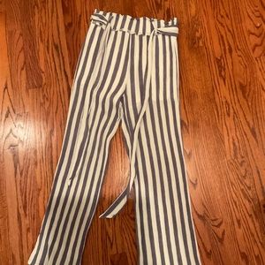 Blue and white striped pants